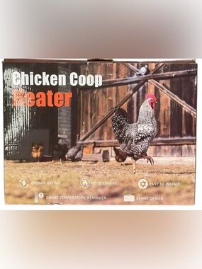 Chicken Coop Heater Box with Rooster Image - Brown/Orange